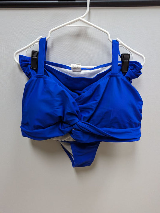 Blue Twist and High Cut Bikini Swim Set