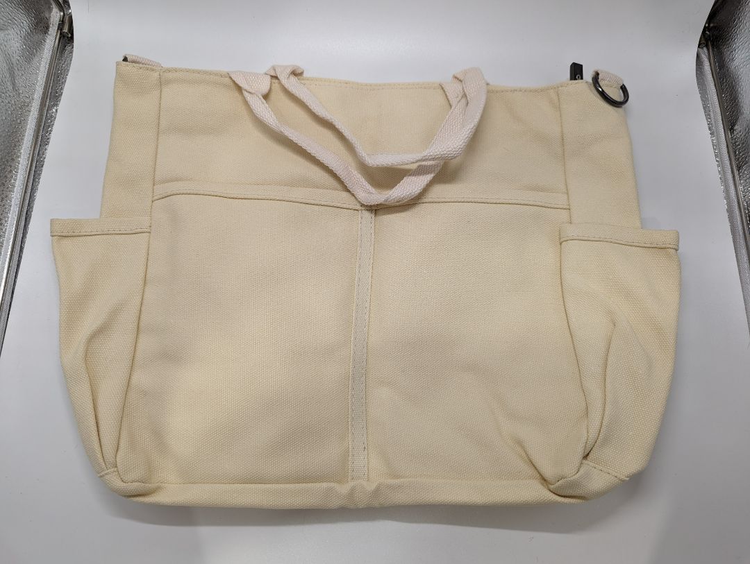 Voosiger Cream Tote Bag with Pockets (M)