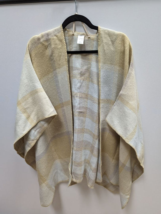 Liz Claiborne Ivory/Cream Plaid Wrap Overpiece