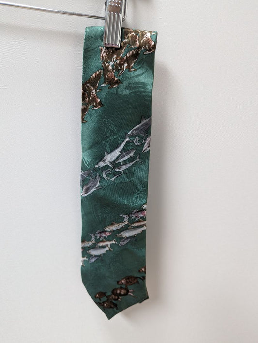 Endangered Species Teal Marine Life Graphic Necktie