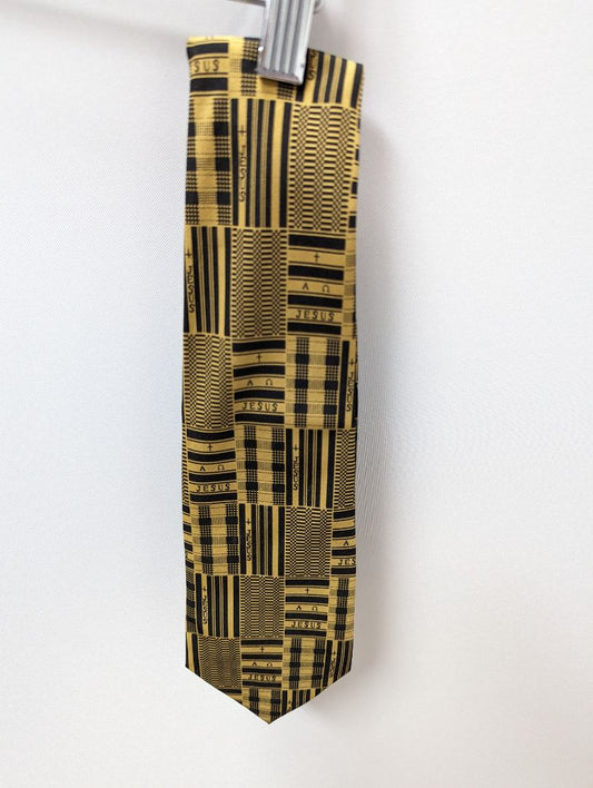 ACD IND Yellow and Black "Jesus" Graphic Necktie