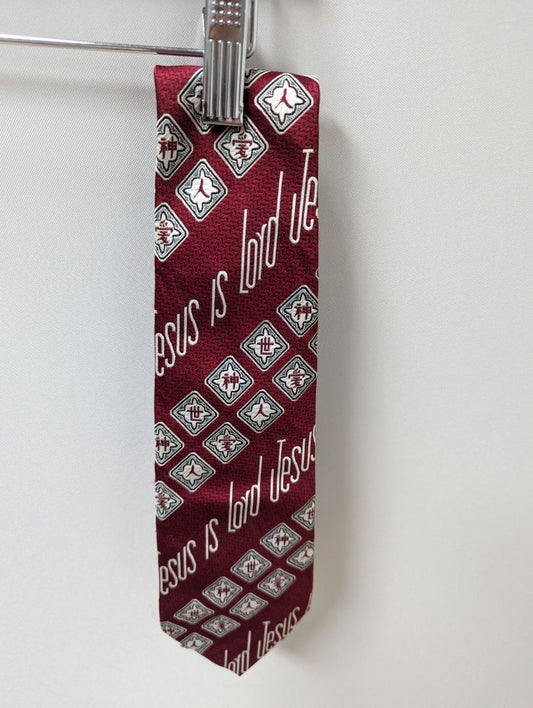 Zin Tie Red "Jesus is Lord" Graphic Necktie