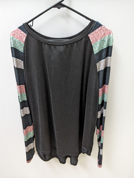 Shein Curve Black Striped Long Sleeve Tee