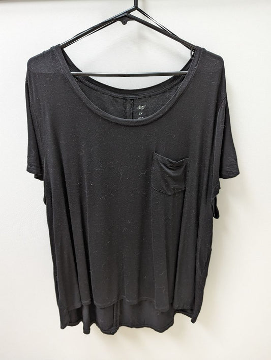 dip Black Short Sleeve Scoop Neck Tee with Pocket