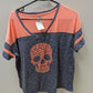 No Boundaries Grey and Pink Skull Graphic Sports Tee