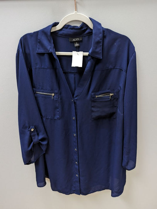 ALYX Navy 3/4 Sleeve Button Up Blouse