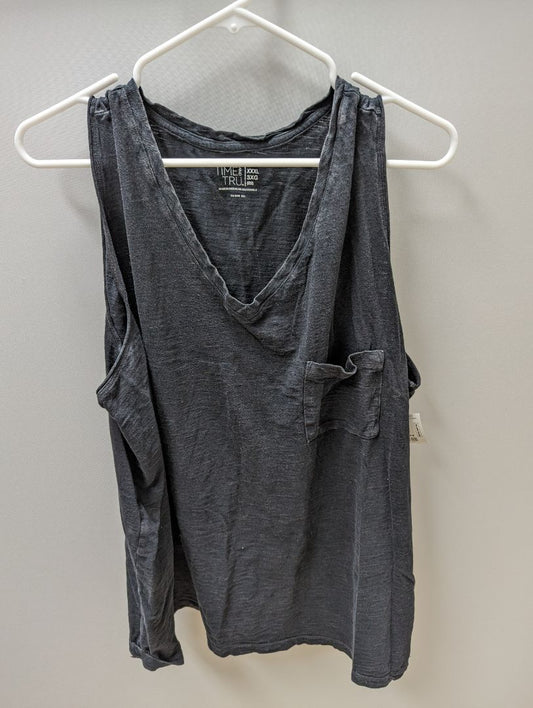 Time and Tru Black Cotton Tank with Chest Pocket