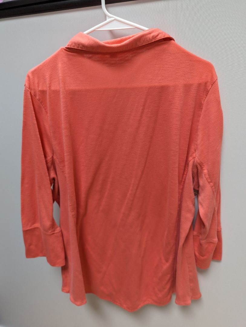 great northwest indigo Coral Pink Long Sleeve Knit Button Up  Blouse