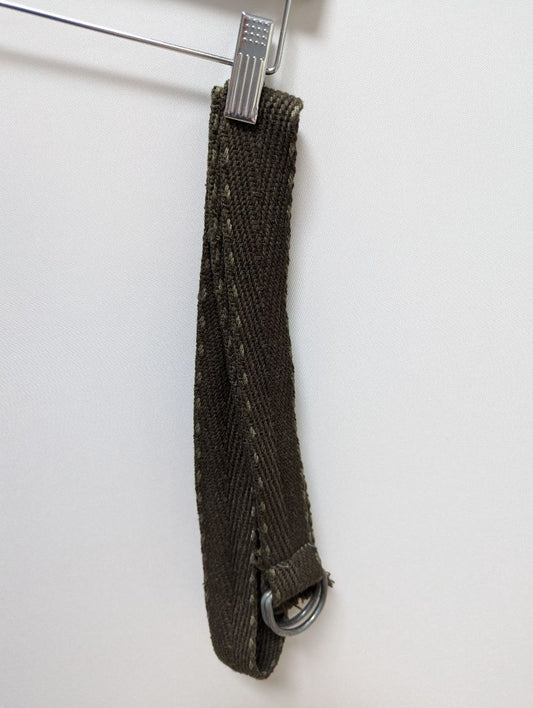 Dark Green Woven Belt with Silver Buckle