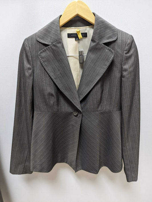 Anne Klein Brown Striped Accentuated Blazer and Pants Suit Set