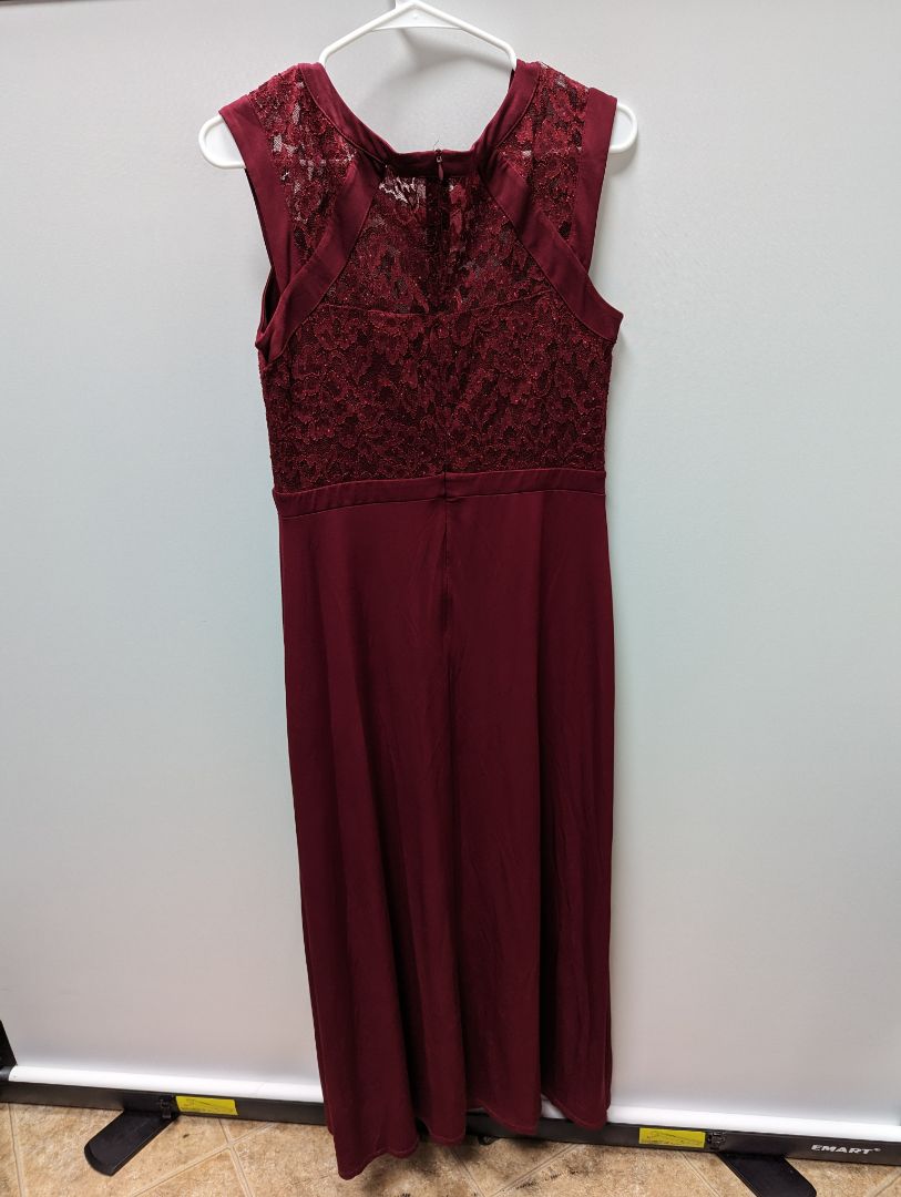 Enfocus Studio Red Lace Neck Maxi Formal Dress