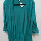 Chico's Teal Light Open Knit Cardigan with Tassels