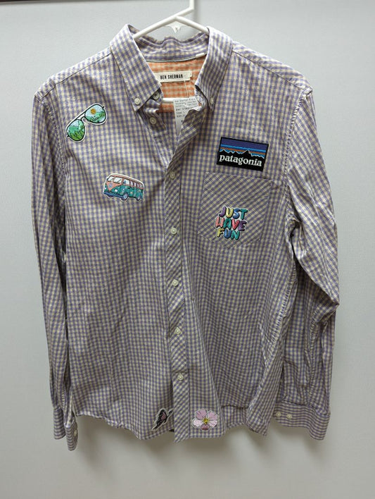 Ben Sherman Purple "Outdoors" Upcycled Button Up Dress Shirt