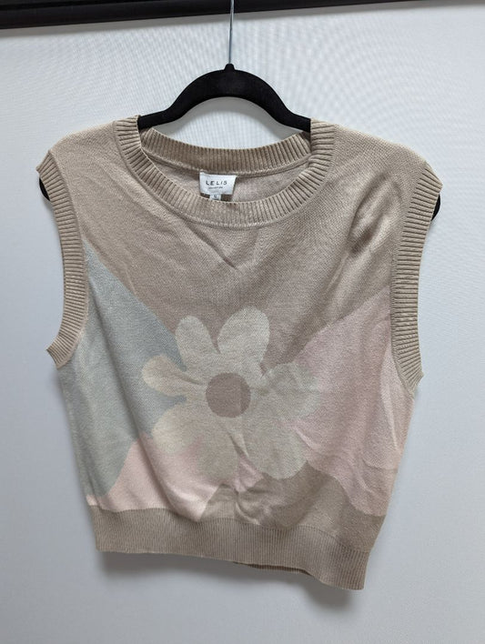 Le Lis Tan Flower Knit Vest