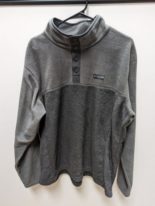 Columbia Grey 4 Button Pullover Fleece Jacket