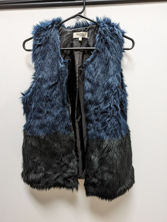 Charlotte Russe Blue/Black Faux Fur Vest