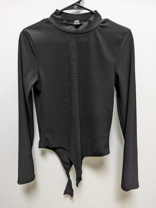 Topshop Black Long Sleeve Mock Neck Bodysuit