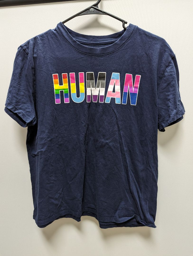 Fifth & Sun Navy HUMAN Short Sleeve Tee