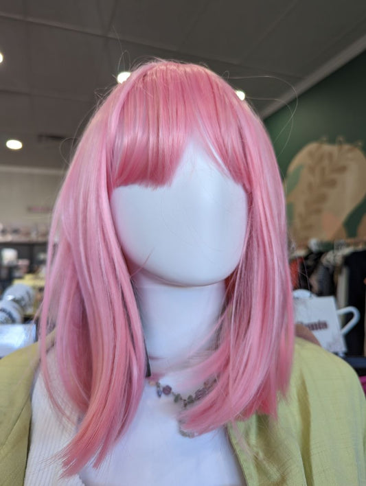 AISI Beauty Pink Bob with Bangs Costume Wig