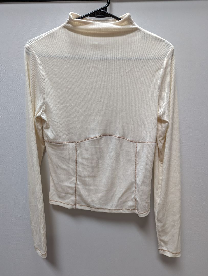 Old Navy Cream Textured Knit Mock Neck Blouse