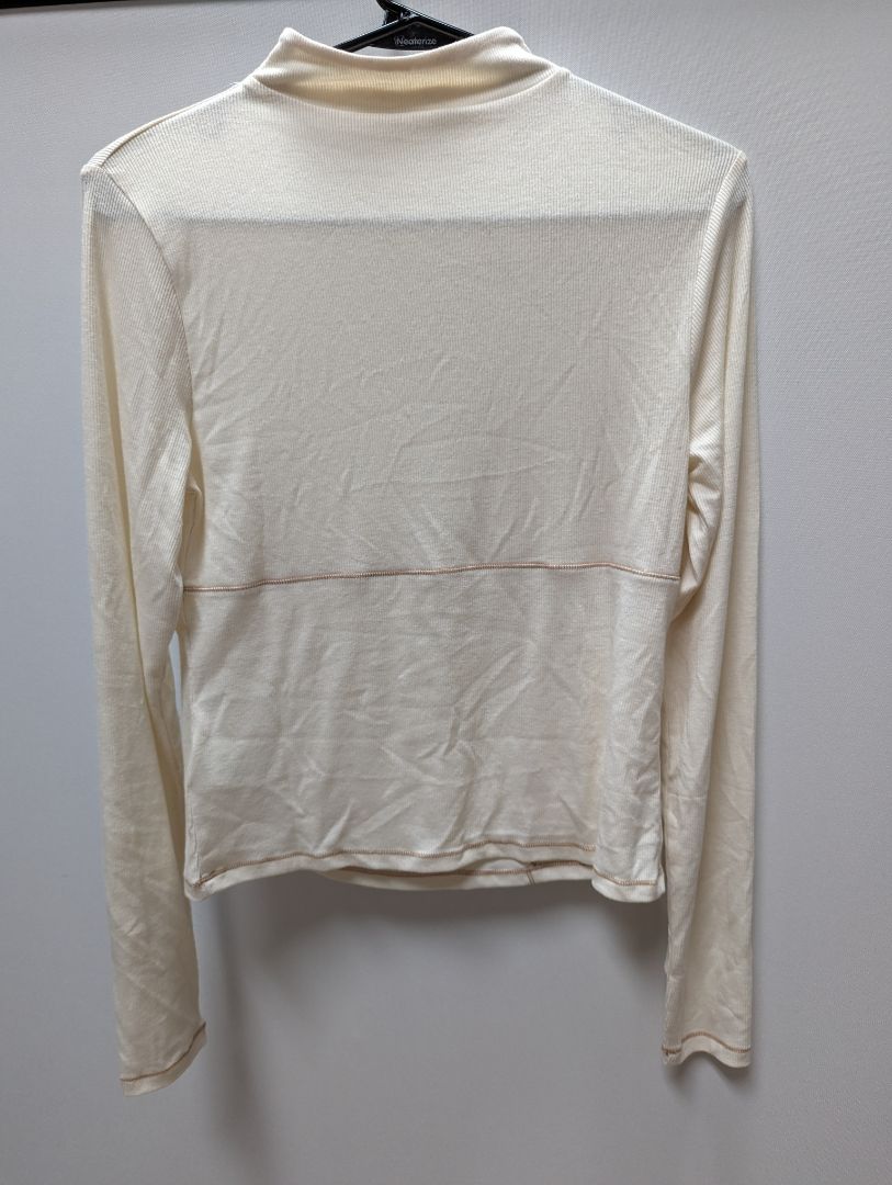 Old Navy Cream Textured Knit Mock Neck Blouse