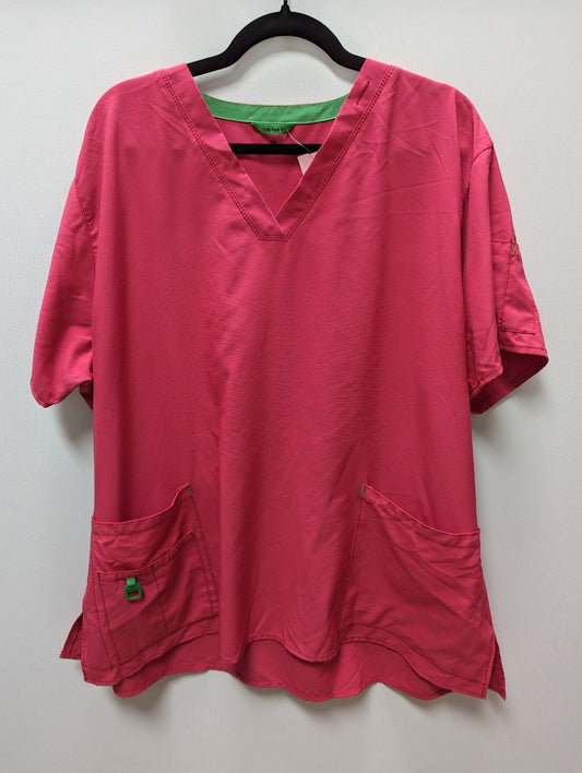 Carhartt Pink and Green V-Neck Scrub Top