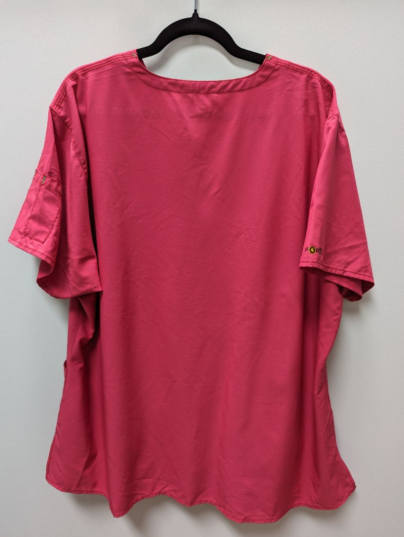 Carhartt Pink and Green V-Neck Scrub Top