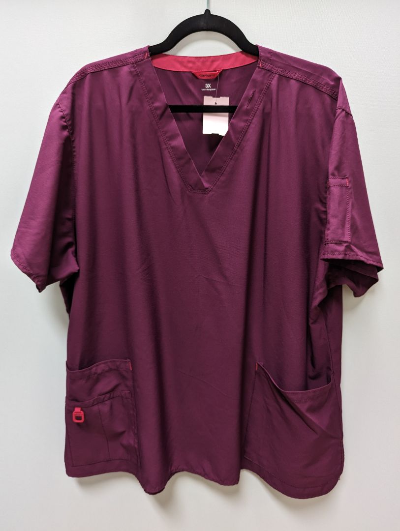 Carhartt Purple and Pink V-Neck Scrub Top