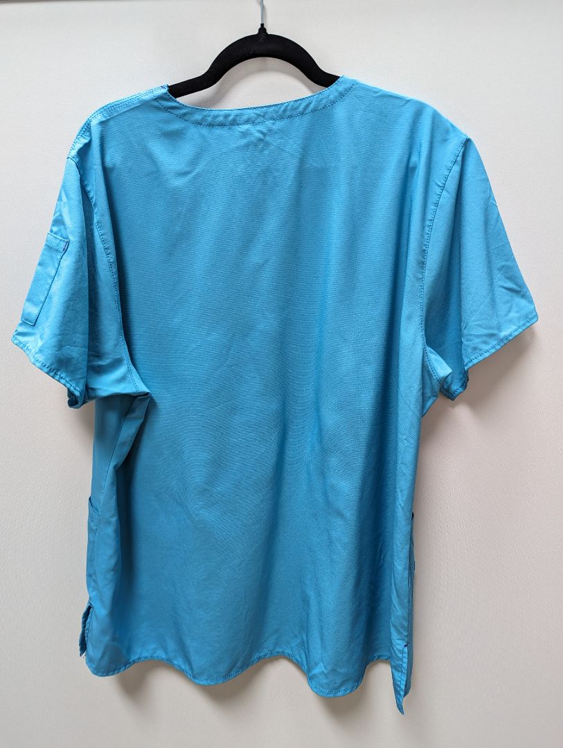 Carhartt Teal Blue and Purple V-Neck Scrub Top