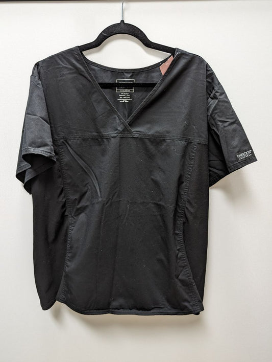 Cherokee Workwear Black Hidden Pocket V-Neck  Scrub Top