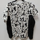 Disney Black/White Minnie Knit Panel Cotton Scrub Top