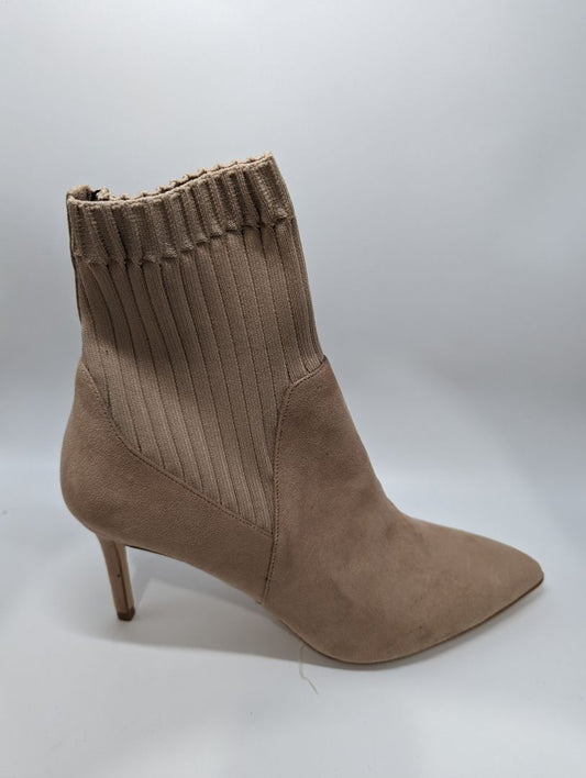 Zara Basic Nude Suede Textured Knit Ankle Boots