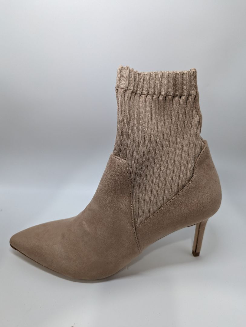 Zara Basic Nude Suede Textured Knit Ankle Boots