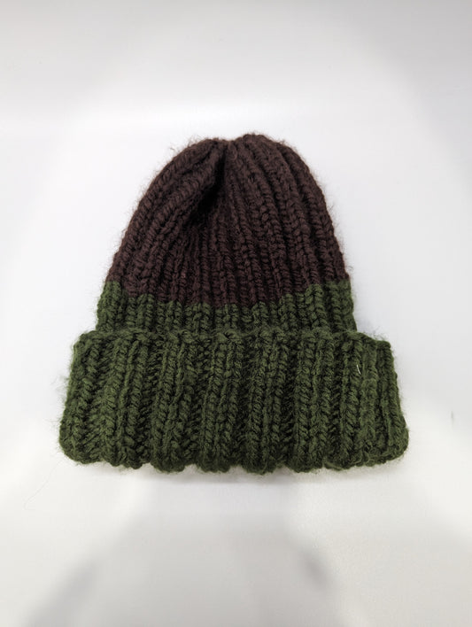 Thomson Handmade Crochet Brown and Army Green Knit Beanie