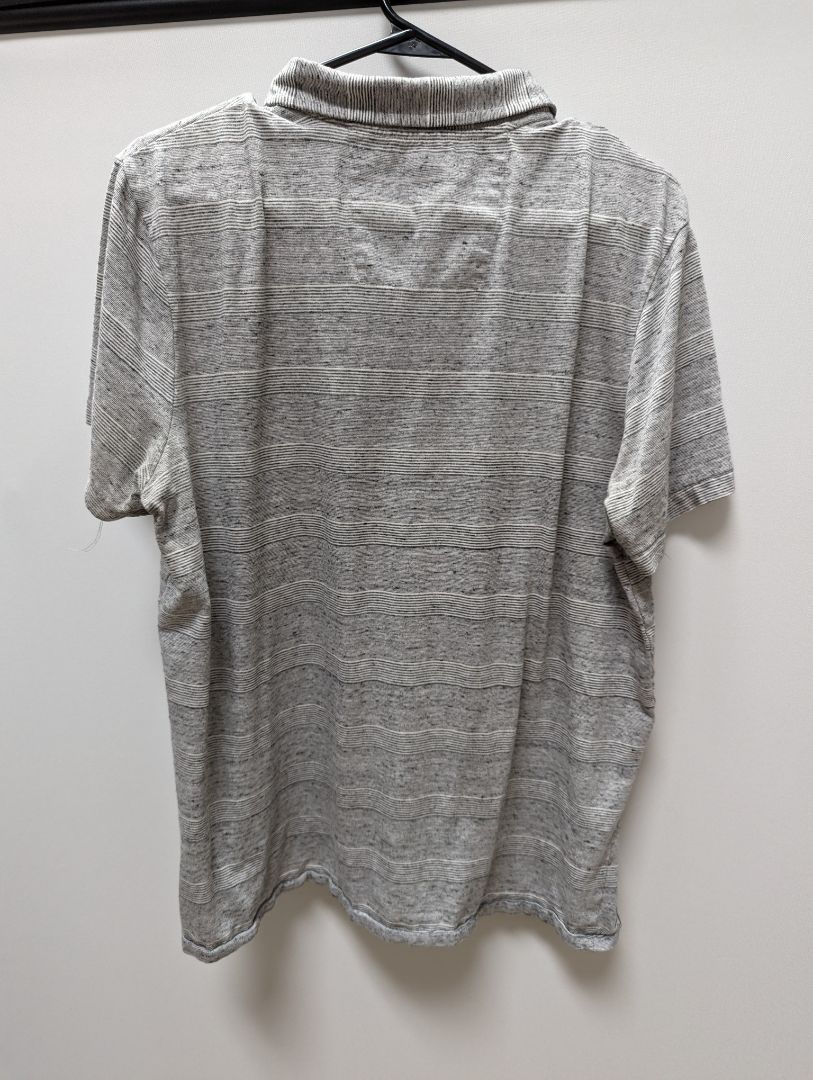 Rock & Republic Grey Striped Short Sleeve Polo Shirt