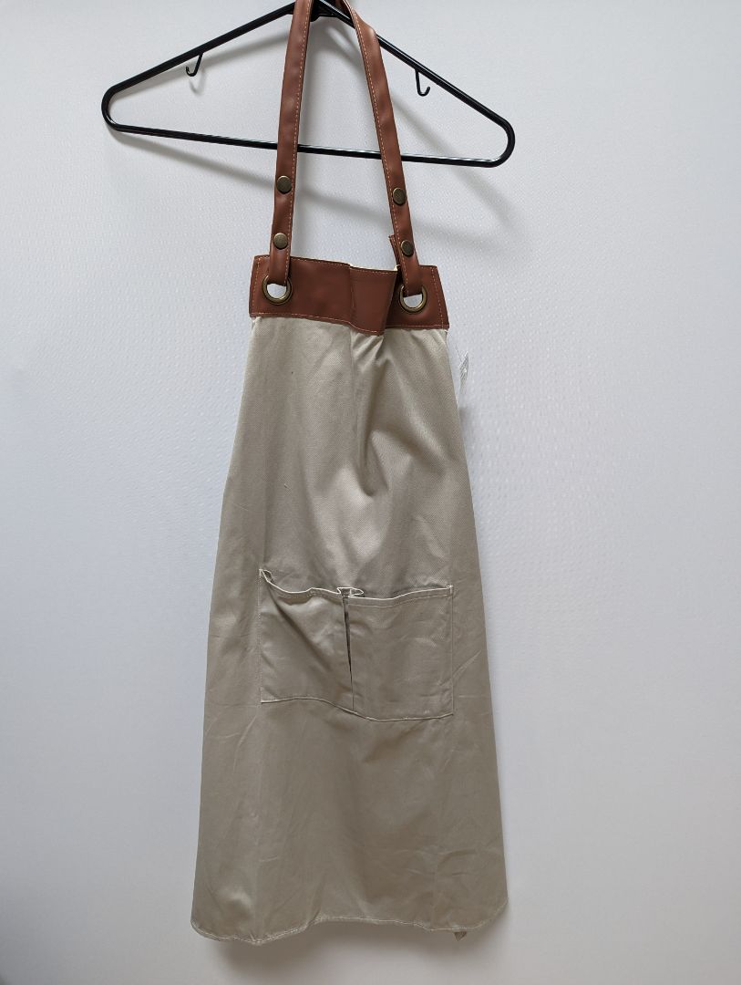 Tan and Brown Faux Leather 2 Pocket Craft Apron