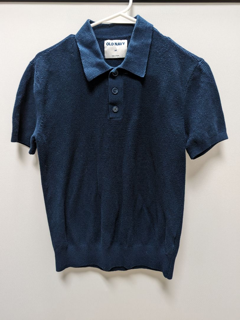 Old Navy Navy Textured Knit Polo Shirt