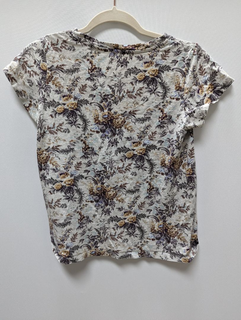 Uniqlo Grey, Purple, Orange Floral Patterned Tee