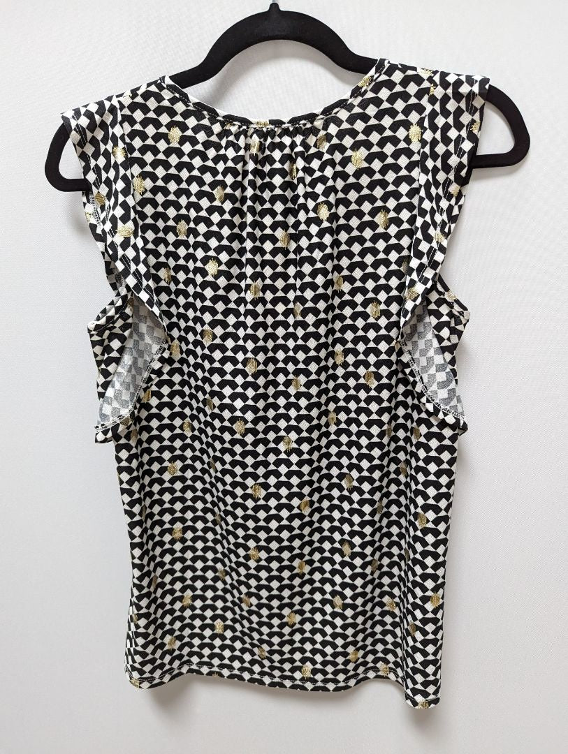 Como Blu Black and White Patterned Dolman Blouse