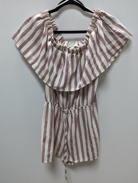 Forever 21 White, Red, and Black Striped Romper