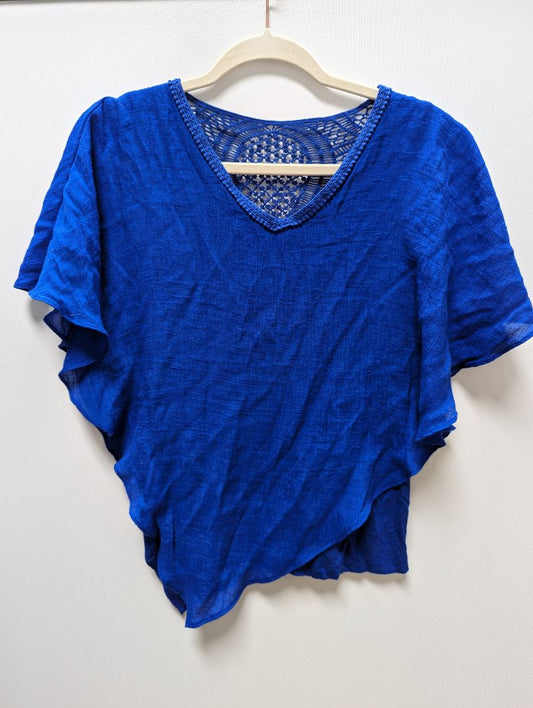 Apt. 9 Royal Blue Macrame Asymmetrical Shell Blouse