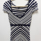 Bebe Navy/White Striped Babydoll Blouse