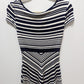 Bebe Navy/White Striped Babydoll Blouse