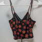 J for Justify Black/Red Floral Ruched Mesh Crop Top