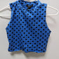 Forever 21 Blue/Black Polka Dot Cropped Sleeveless Turtleneck