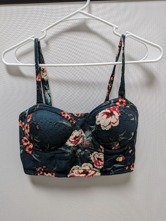 B.O.G Collective Navy Floral Corset Crop Top