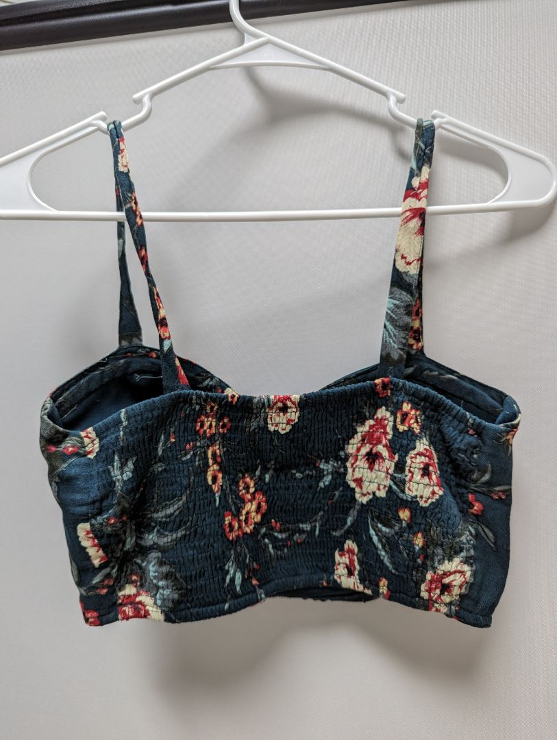 B.O.G Collective Navy Floral Corset Crop Top