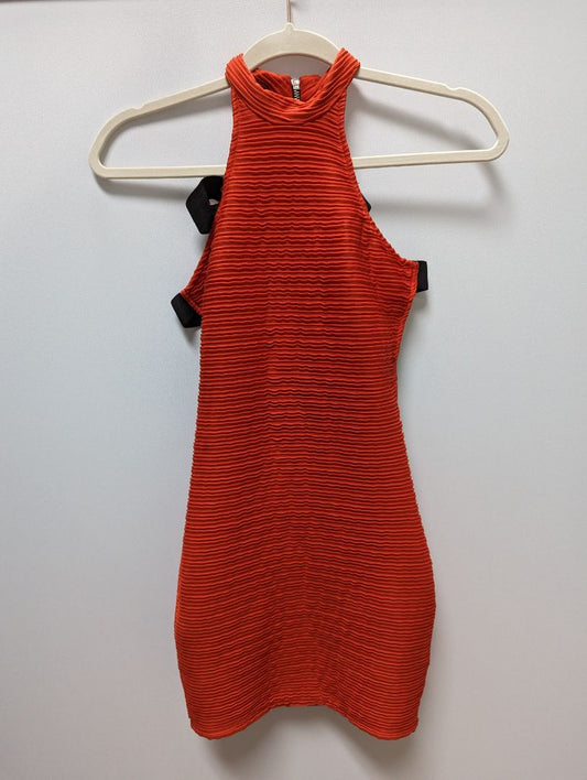 Nasty Gal Red-Orange High Neck Open-Back Dress