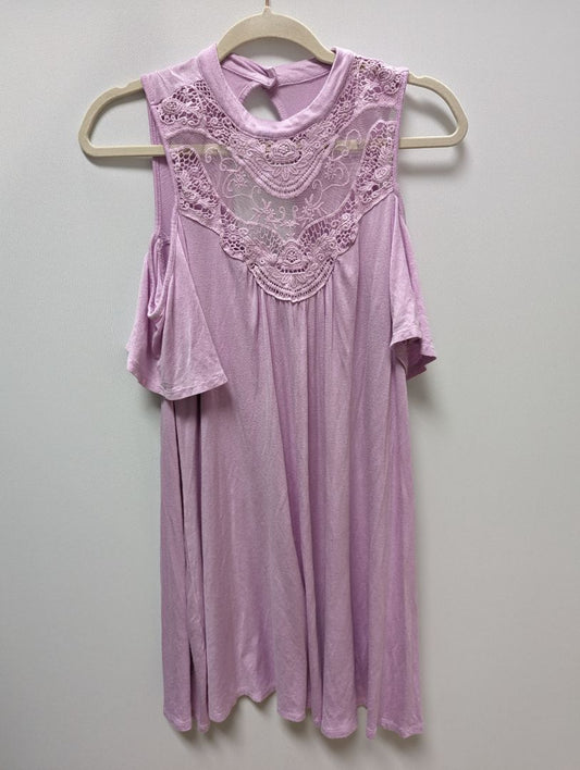 weavers Light Purple Lace Neck Cold Shoulder Dress