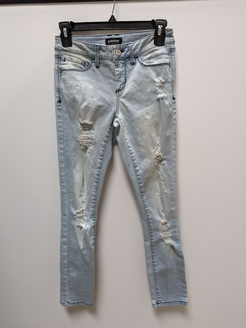 Bebe Light Wash Distressed Skinny Jeans